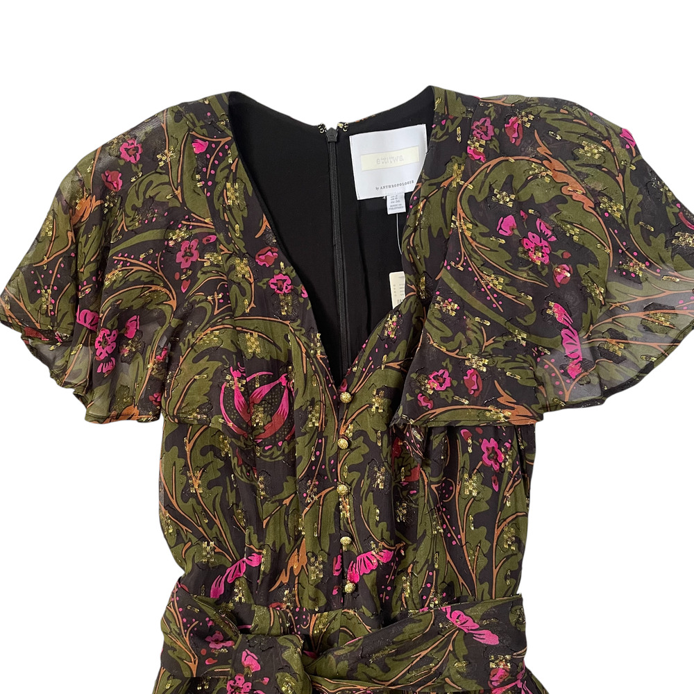 NWT Anthropologie ETT:TWA Brenda Jumpsuit - Green Pink Gold - Size 4 - Picture 5 of 8